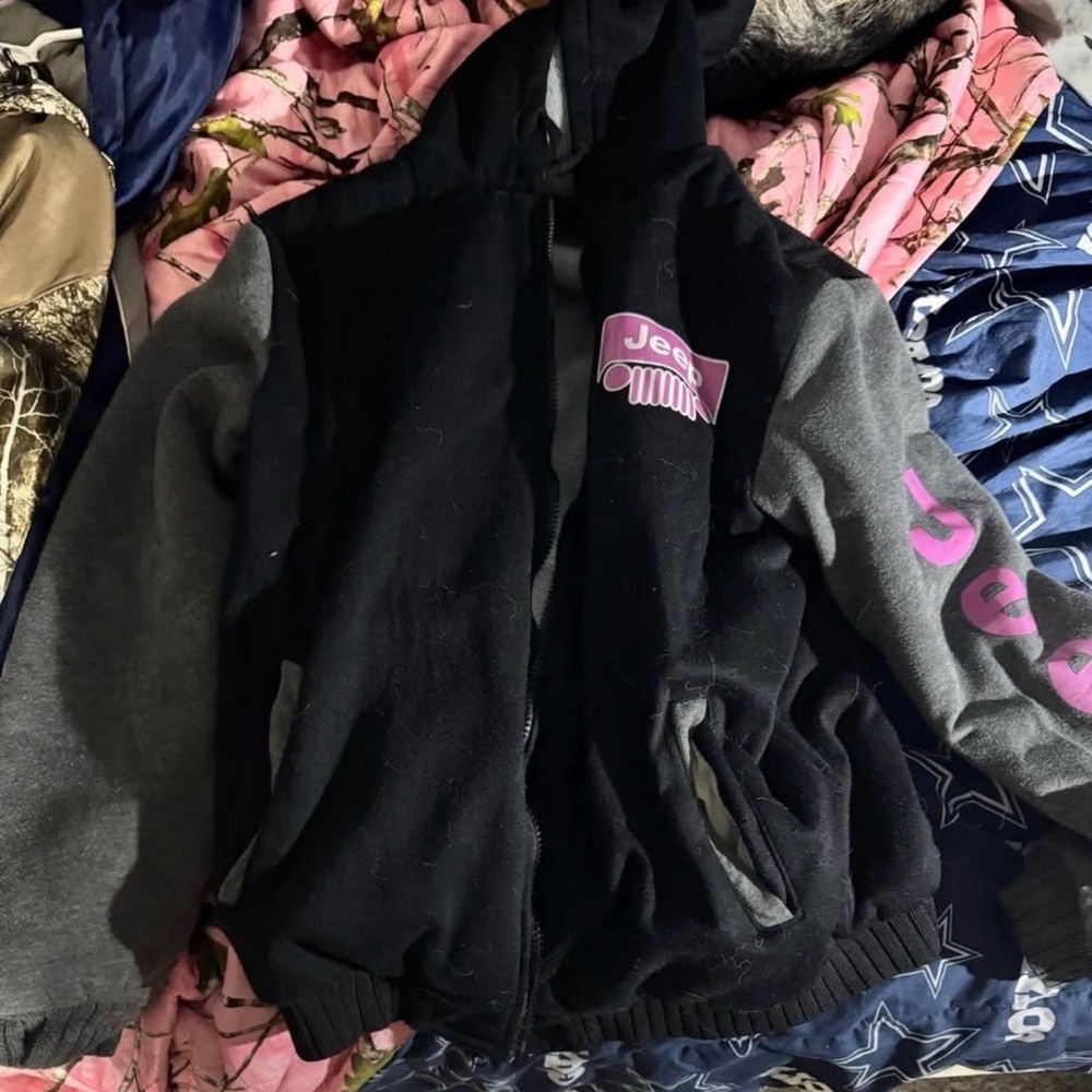 Jeep ' Black & Gray Hooded Jacket with Pink Logo